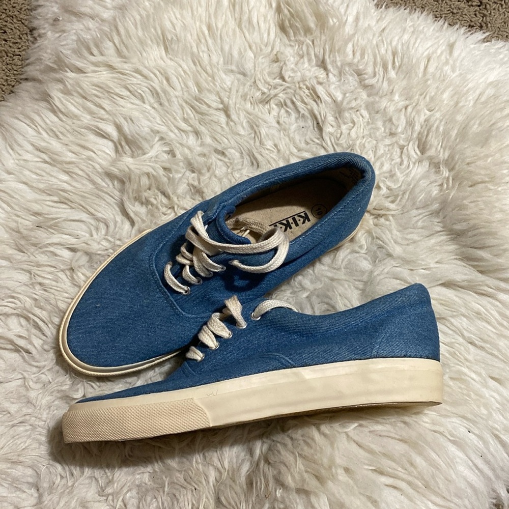Vintage Blue Canvas Lace Up Sneakers Unisex Women’s Size 10 Men’s size 8